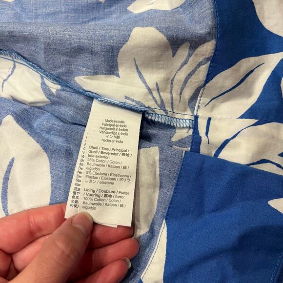 NWT J Crew Floral One Shoulder Midi Dress Sz 2 Blue White Preppy Casual - Picture 7 of 7